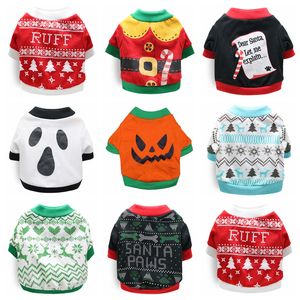 Dog Apparel Christmas Pet Clothes Halloween Coat Santa Claus Thicken Dogs Sweater Breathable Soft Warm Shirt Winter for Small Doggy Cats Adorable Xmas Clothing A60
