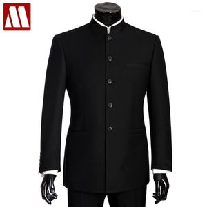 Mężczyźni Garnitury Duży Rozmiar Chiński Mandarin Kołnierz Mężczyzna Slim Fit Fit Blazer Wedding Terno Tuxedo 2 sztuki Kurtka Pant1