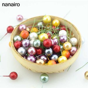 Super pearl Plastic Stamens Artificial Flower small Berries Cherry For Wedding Christmas Cake Box Wreaths Decoration Y0630