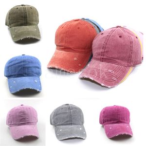 Vintage tvättad färgad baseball cap låg profil justerbar unisex klassisk vanlig sport utomhus sommar pappa hatt snapback db776