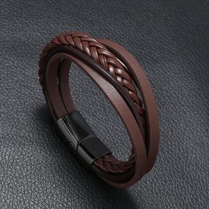 Wholesale vintage magnets for sale - Group buy Tennis Trendy Male Jewelry Braided Leather Bracelet Vintage Wrap Magnet Charms Bracelets Men Wristband