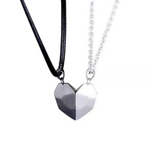 Magnetic Clasps Couple Necklace Stainless Steel Lovers Heart Pendant For Women Men Valentine's Day present 2pcs/set