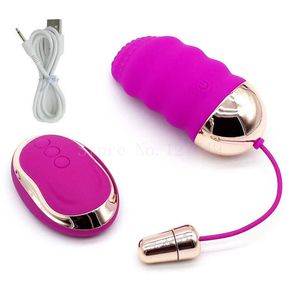 USB 10 hastigheter Kraftfull vibrerande fjärrkontroll Sexägg Klitorisstimulator Trådlös Silikon Bullet Vibrator Sexleksaker för kvinna Y18110203