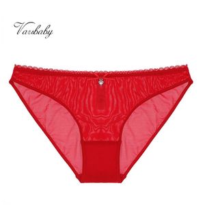 Women's Panties Varsbaby Sexy S-XXL Big Red Yarn Transparent Briefs Low-rise See-through Breathable