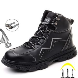 جلد طبيعي الرجال الأحذية والأحذية السلامة العمل مكافحة تحطيم العمل أحذية رياضية السلامة أحذية المشي أحذية البزل والدليل على الصلب تو الأحذية