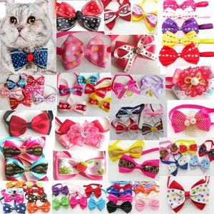 50pcs/Lot Dog Apparel Pet puppy Cat Cute Bow Ties Neckties Bowknot Dog Grooming Products Mixed style LY02