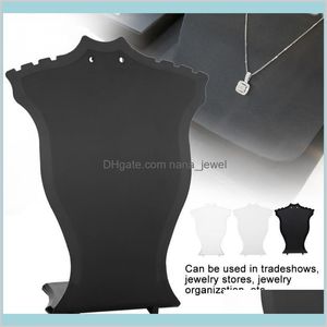 Mücevherat Gövde Standları toptan satış-Ambalaj Takı Kolye Kolye Zincir Tutucu Küpe Büstü Ekran Standı Vitrin Raf Siyah Beyaz Şeffaf Damla Teslimat LC