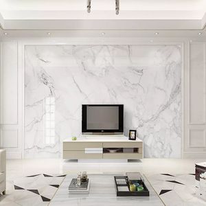 Foto Papel De Parede Modern Simples White Marble Textura Murais Sala de estar TV Sofá Quarto Fundo Da Parede Decoração Luxo Papel de Parede 3 D