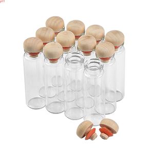 50 pcs 22x80x12.5 mm Clear Transparent Small Glass Bottles With Dome Corks Leak-proof Wood Stopper Gift Jars Vialsgood qty