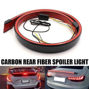 Evrensel Karbon Fiber İşlevli Gövde Spoiler LED Işık Şerit 1.2 M Araba Dış Arka Spoiler Dönüş Sinyali Fren Lambası