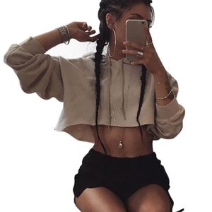 Women s Hoodies Sweatshirts Hooded Cut Out Halter Korte Casual Pullovers Dames Sudaderas Meisjes Hoodie Vrouw Cosy Cropped Tops Tracksuits F