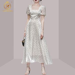 Summer Women Long Dress Women's Puff Sleeve Sexy Dot Boho Big Swinging Holiday Clothes Vestidos 210520