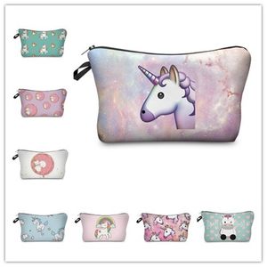 Cartone animato Unicorno 3D stampa digitale borsa cosmetica viaggio cena stoccaggio borse da toilette borsa da donna personalizzazione nave libera 100