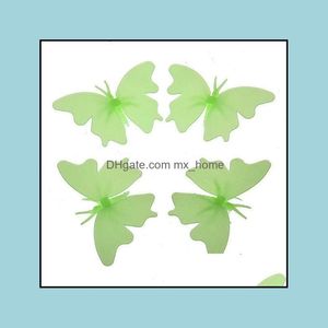 Wall Decor Home & Gardenwall Stickers 4Pcs/Set Plastic Luminous Decor Glow In The Dark Butterfly Fluororescent Decal Art Noctilucent Decorat