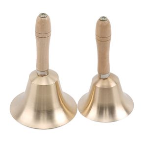 8 / 9.5cm Christmas Bells Wooden Handle Copper Bell for Noble Reception Dinner Shop Hotel Hand Rattle School Handbell