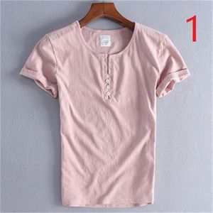 Verão Men's V-Decote em V T-shirt Curta T-shirt Slim Algodão Suéter Maré Mar Maré Casual Meia Roupas Selvagens 210420