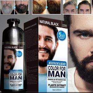 200ml Permanent Beard Dye Shampoo For Men Beard Dying Removal White Grey Beard Hair Men Natural Black Care Dye ShampooScou