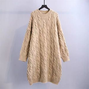 Sweter zimowy sweter Twisted Sweter Długi Sweter Sweter Smuków Ciepłe Miękkie Grube Korea Kobiet 210430