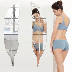 Aynalar DIY Ayna Duvar Sticker Tüy Şekli Uydurma Oturma Odası 3D Akrilik Giriş Banyo Dekorasyon