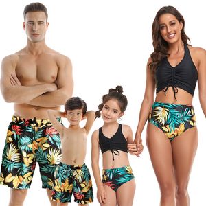 Matching Family Shorts Bikini Swimsuit For Father Mother Son Daughter Children Kids Beach Short Swimwear Women Bathing Suit bodysuit
