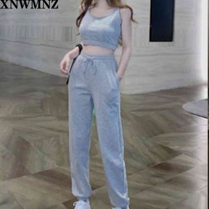 Kobiety Szary Casual Joggers Spodnie Cargo High Waist Kobiet Joggers Spodnie Koreańskie Spodnie potu z kieszeniami Kobiet Joggers Mujer 210510