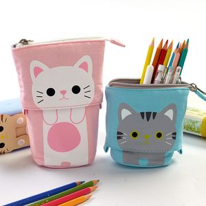 Stand-up Transformer Bag with Smile Face Black Dot Organizer Cute Pen Pencil Telescopic Holder Stationery Case Great for Cosmetics Pouch Makeup