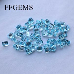 FFGEMS Doğal İsviçre Mavi Topaz Aquamarine Gevşek Taş Dikdörtgen 4 * 6mm DIY Gümüş Altın Yüzük Küpe Montaj Için Güzel Takı H1015