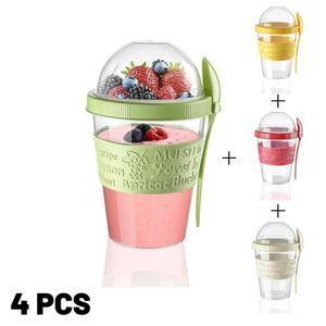 Take N Go Cup Breakfast Portable Different Color Yogurt Cereal Fruit Salad Muesli Picnic Bottle Gift Diet Food Container Spoon