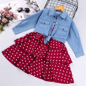 Moda Sonbahar Kız Elbise Suits Çocuklar Bebek Giysileri Unicorn Noel Elbise Için 2022 Denim Genç Günlük Elbiseler 4 8 12 Y 211027