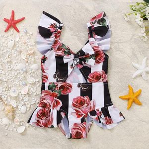 One-Pieces Toddler Baby Girls One Piece ormskinn Leopardtryckt baddräkt Badkläder Bikini Set Barn Lovely Flamingo One-Pieces T230224