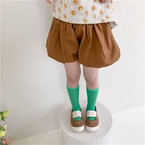 Summer cute girls solid color loose shorts Kids soft all-match casual 2-7Y 210708