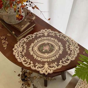 Embroidery Lace Table Mat Pads Vintage French INS Bedside Cabinet Tables Cloth Photo Background Props Furniture Decoration Cover YL560