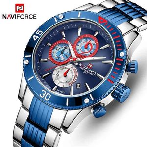 Klockor Män Naviforce Top Märke Luxury Business Quartz Mens Armbandsur Chronograph Sport Klocka Man Datum Relogio Masculino 210517