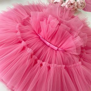 Girls Party Dresses Baby Clothes Wedding Princess Gown Elegant Tulle Dress Birthday Bridesmaid Evening Party 20220301 Q2