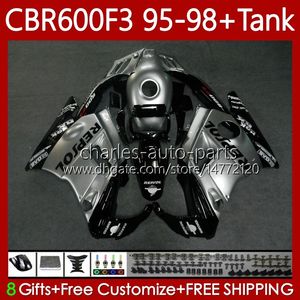 Repsol silvery Bodys +Tank For HONDA CBR600 CBR 600 F3 FS CC 600F3 95-98 Bodywork 64No.30 600FS 600CC CBR600F3 95 96 97 98 CBR600-F3 CBR600FS 1995 1996 1997 1998 Fairing Kit