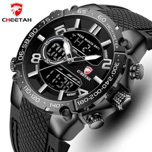 Cheetah Men Watch Top Luxury Brand Sports Quartz Vattentät Klockor Mens Chronograph Alarm Watch Dual Display Man Klockor 210517