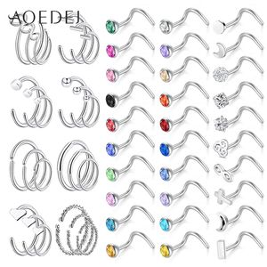 AOEDEJ 54 st / lot Crystal Ringar för kvinnor 316L Rostfritt Stål Näsa Studs Indiska Piercing Body Smycken Stift Motor