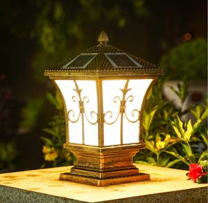 Solar Powered LED Retro Outdoor Lamp Fence Landscape Garden Gate Pillar Light Household Square Post Remote Control Waterproof