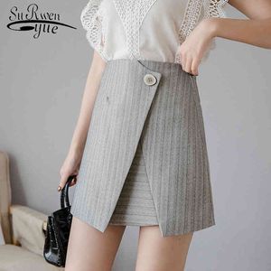 Korean Irregular Lady Skirt Female High Waist A-line Mini Vintage Casual Women Striped Elegant Spring 8034 50 210521