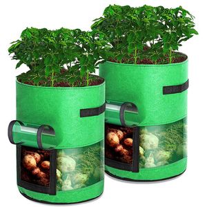 7/10 Gallons Potato Grow Container Bag Greenhouse Garden Transparent Visible Planting Vegetables Grow Bag DIY Plant Seed D30 210615