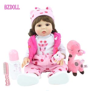 19" Full Body Soft Silicone Baby Reborn Doll 48cm Realistic Newborn Vinyl BeBe Girl Doll Bathe Toy Birthday Gift Q0910