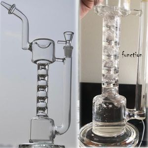 11.8in tall bamboo glass water bongs hookahs smoking miniature pipes oil recycler dab rigs beaker bong with 14mm ash catcher