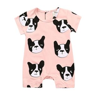 Born Baby Clothes Girls Tuta estiva Manica corta Cute Dog Pagliaccetto Ragazzi Infantile Bianco 210619
