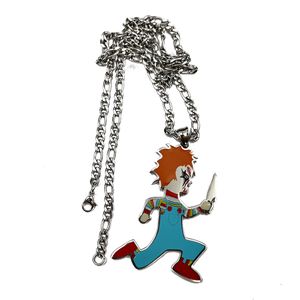 Stor 2 i ICP Juggalo Chucky Charm Pendant Halsband för Mens Rostfritt stål Hatchetman Smycken NK Kedja 4mm 24 tum