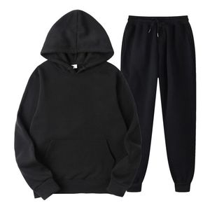 Tracksuit Tracksuits Men's Set Sports Wear Fashion Fleece Hooded Solid Colour Pullover Sweatshirt Two-Piece Suit Jogging 111