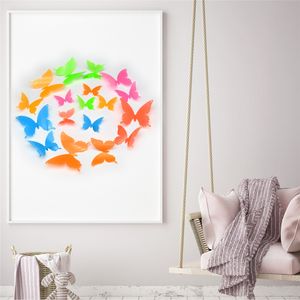 Noctilucent Butterfly Wall Stickers Novelty Luminous DIY 3D Butterflies Sticker Colorful Banner For Home Kids Room Bedroom Decor