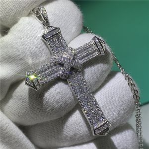 Collana con pendente a croce di lusso in argento sterling 100% 925 con ciondolo a forma di croce per gioielli da donna