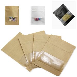 7x9cm 9x13cm 13x18cm Brown White Kraft Paper Bag Smell Proof Sample Bags Pouch for Food Dried Fruit Tea