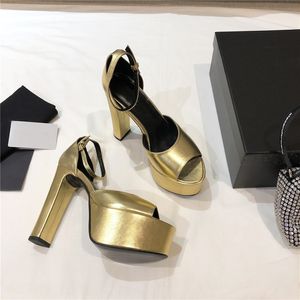 Designer Luxury Ladies Sandals Bianca Oro Gold Tnocellula Piattaforma Sandalo in pelle vera con scatola