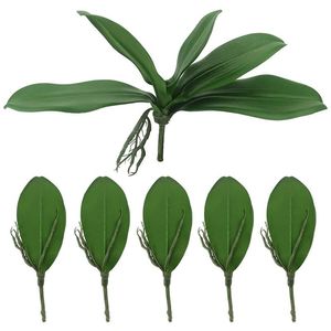 Wholesale artificial moth orchids resale online - Novelty Items Artificial Green Phalaenopsis Simulation Moth Orchid Leaf Real Latex Contact Plant For Flowers Garden Bonsai Decor